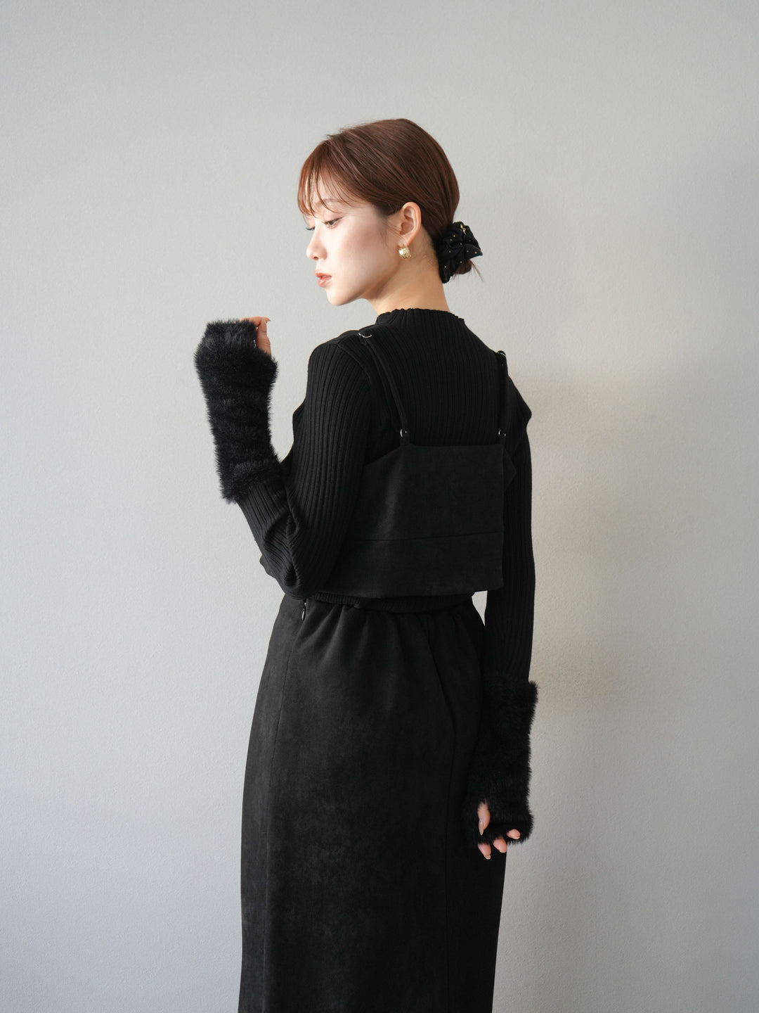 [SET]スウェードビスチェ+スウェードIラインスカート(2set)