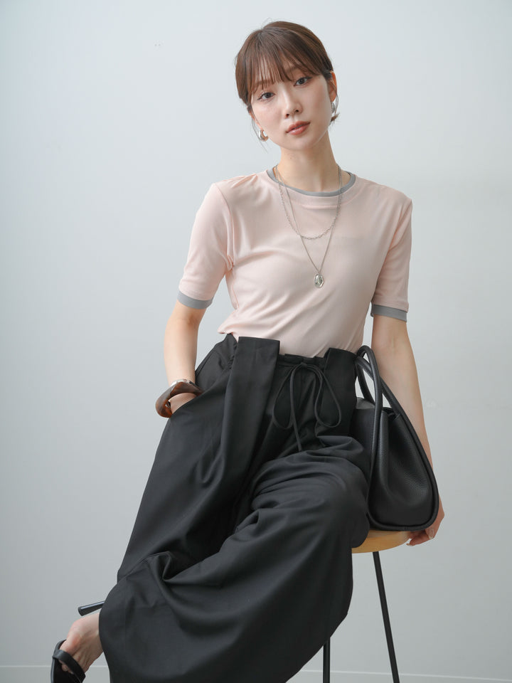 [SET]トリムレイヤードシアー半袖トップス+トリムレイヤードシアー半袖トップス(2set)
