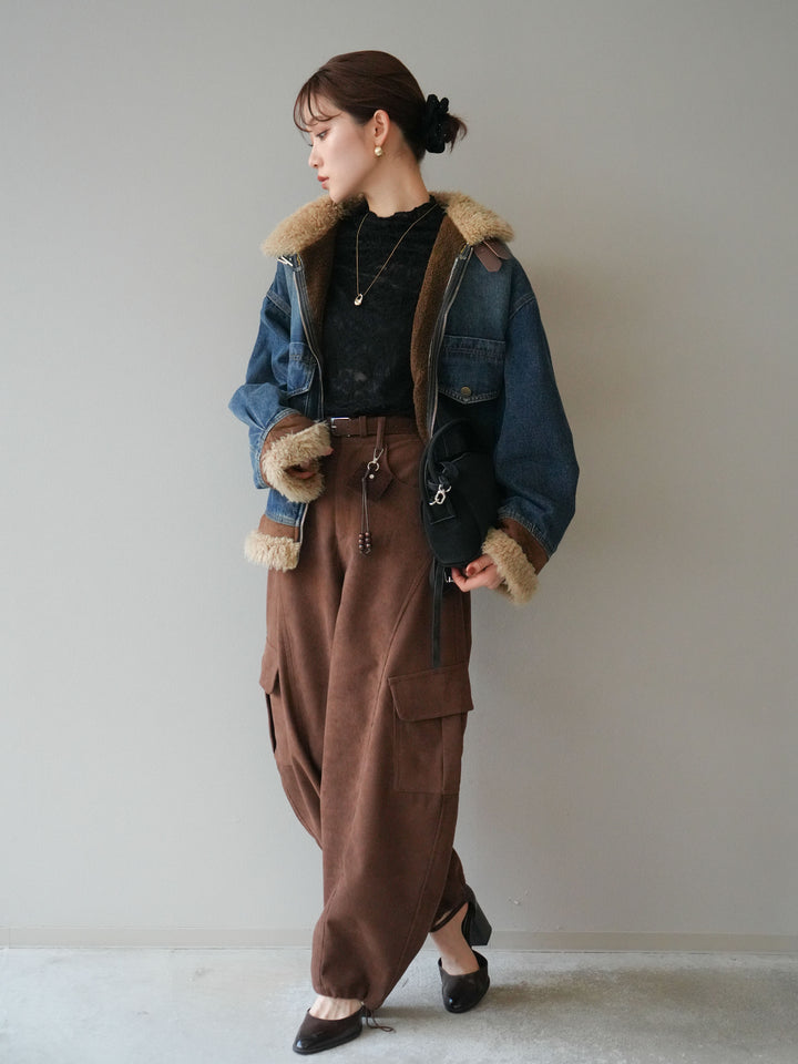 [予約]ベルト付コーデュロイカーゴパンツ/brown