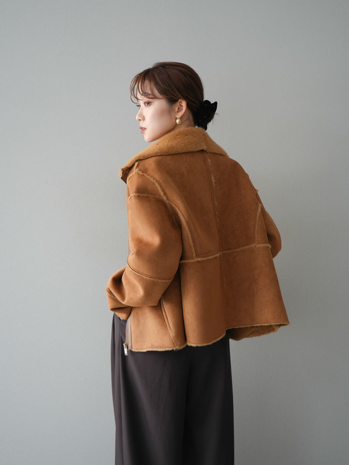 [予約]スタンドカラームートンZIPジャケット/camel