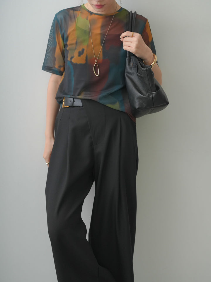 [SET]水彩アートシアーTシャツ+選べるアクセセット(2set)
