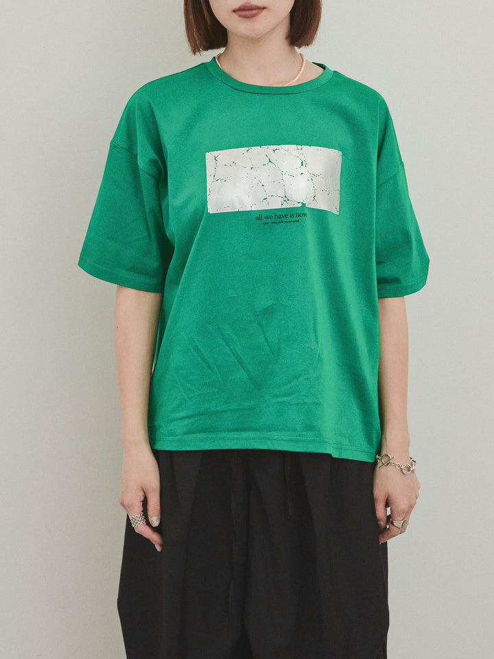 [予約]箔プリントドライタッチコットンTEE /グリーン