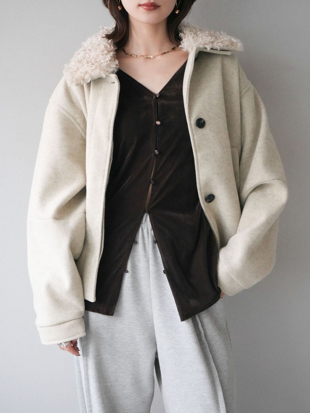 [予約]ロービングボアえりブルゾン/ivory