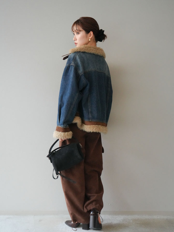 [予約]ベルト付コーデュロイカーゴパンツ/brown