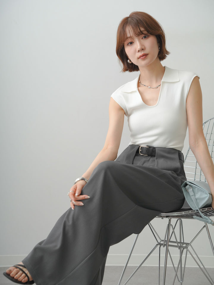 [SET]スキッパーフレンチニットトップス+選べるアクセセット(2set)