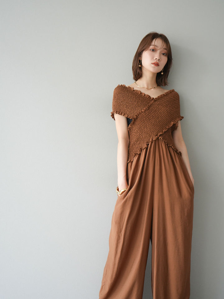 [SET]シャーリングクロスサロペット+シャーリングクロスサロペット(2set)