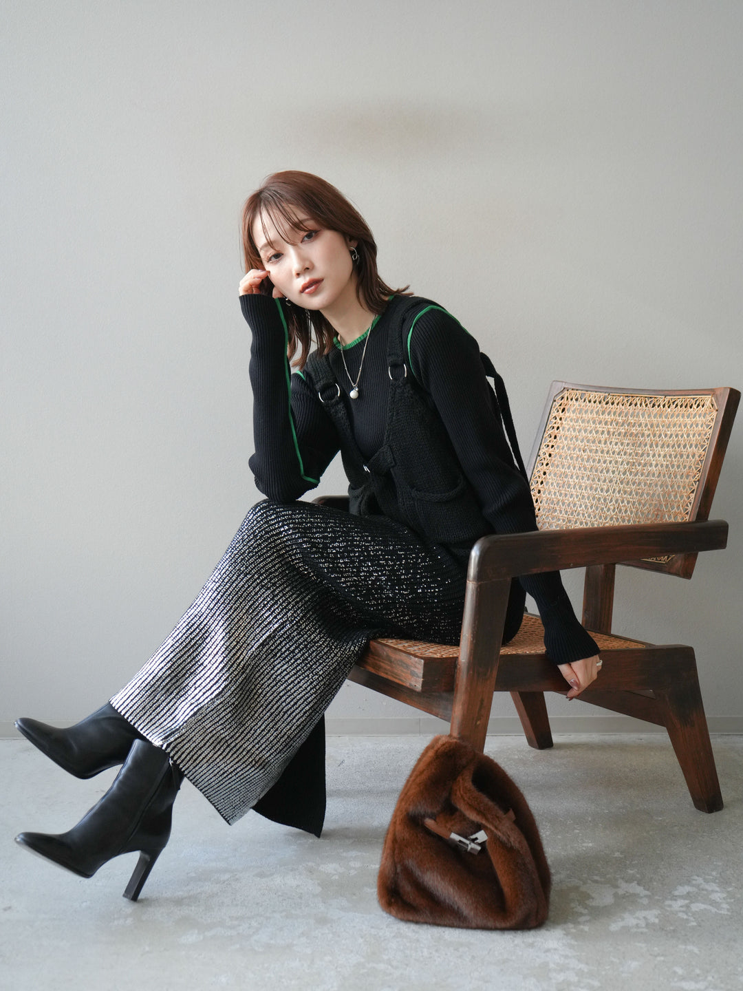 [予約]ニットビスチェ/black