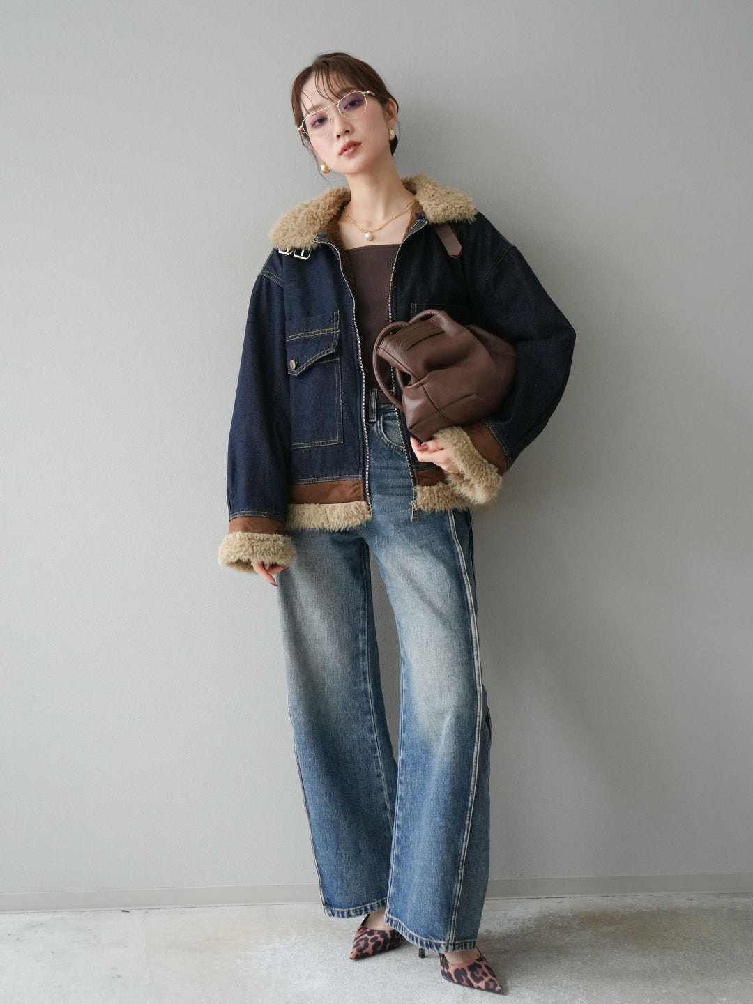 [予約]サイド切替カーブデニムパンツ/blue