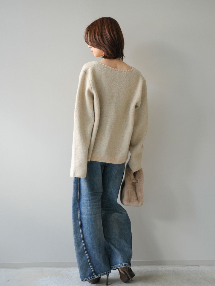 [予約]サイド切替カーブデニムパンツ/blue