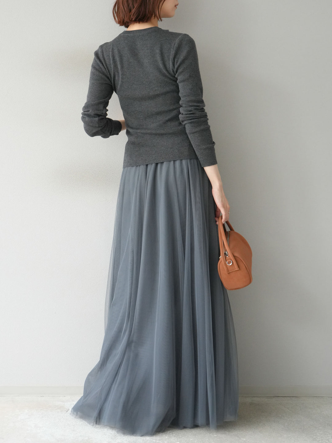 [予約]レイヤードデザインニットカーディガン/チャコール