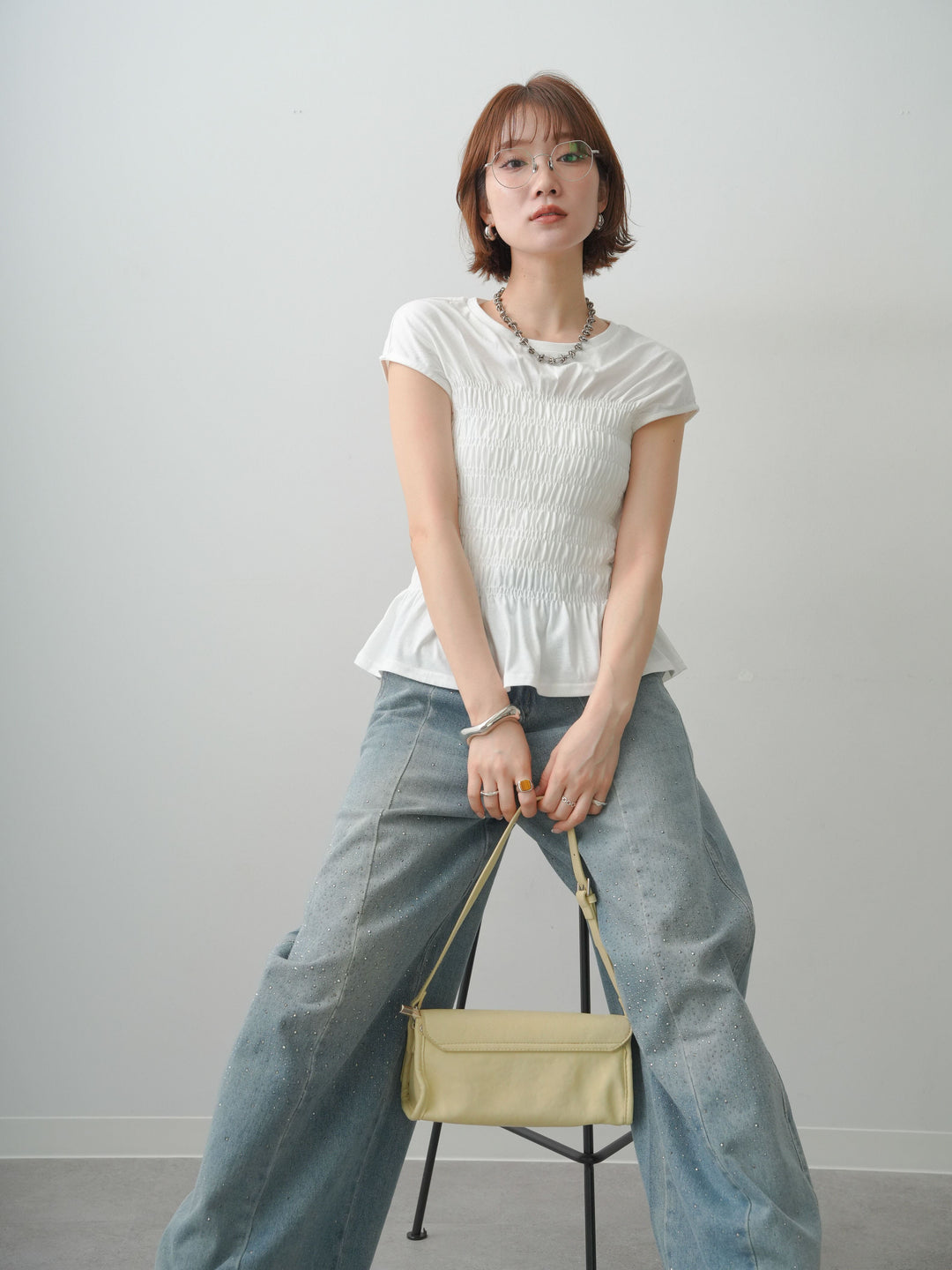 【套裝】法式袖褶皺上衣 + 法式袖褶皺上衣（兩件套裝）