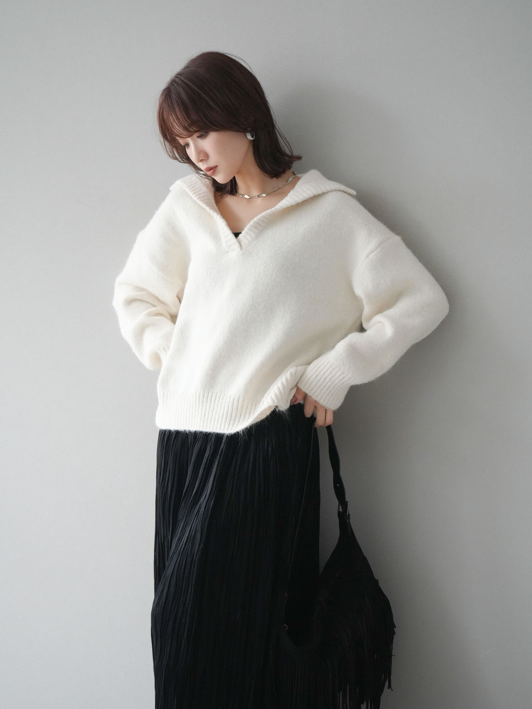 [SET]スキッパーニットプルオーバー+選べるアクセセット(2set)