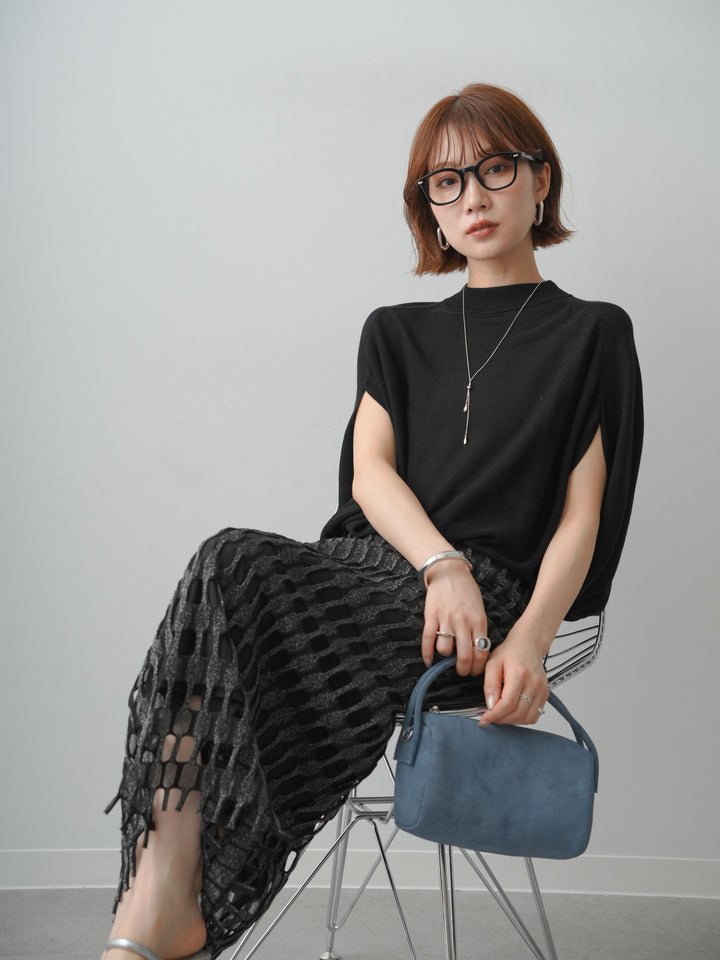 [SET]ボトルネックドロップショルダーニットトップス+選べるアクセセット(2set)