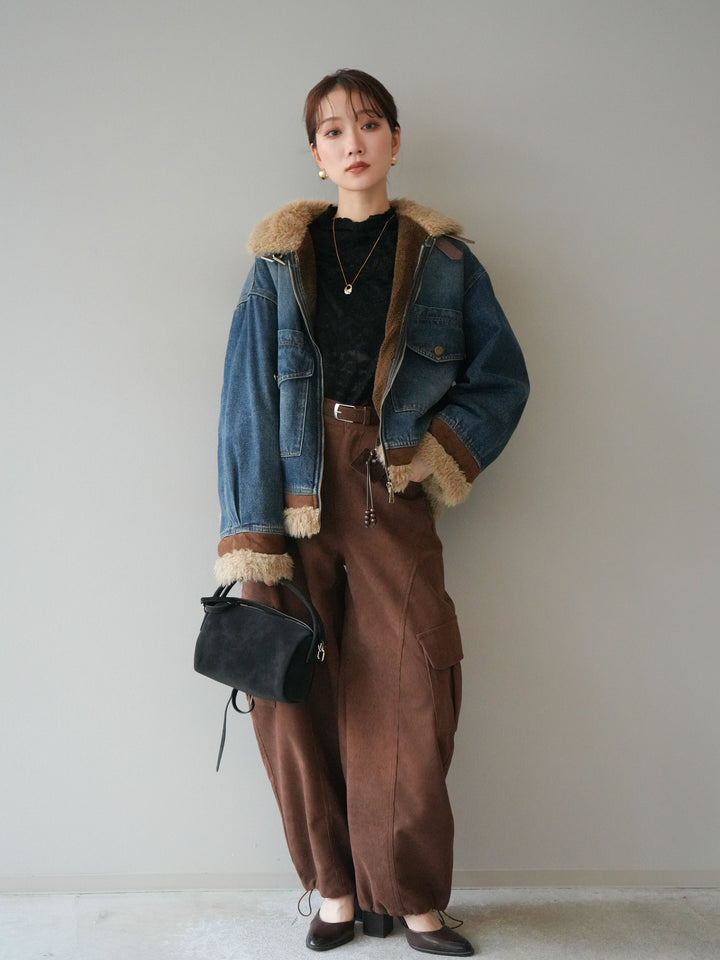 [予約]ベルト付コーデュロイカーゴパンツ/brown