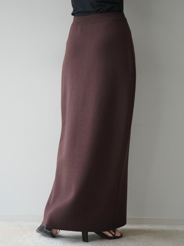 [予約]レーヨンポリIラインニットスカート/ブラウン