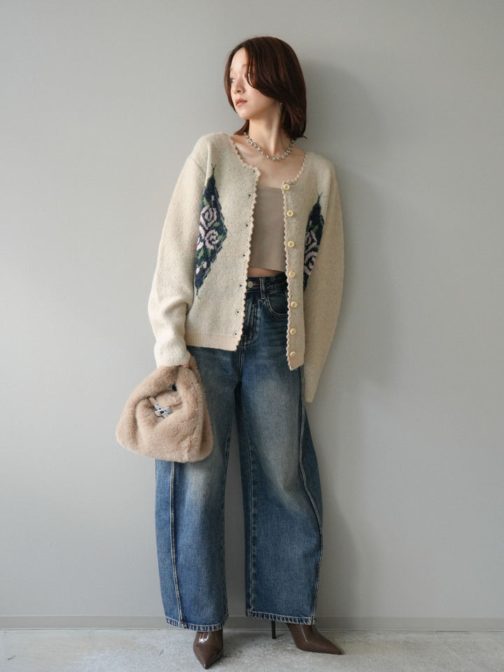 [予約]サイド切替カーブデニムパンツ/blue