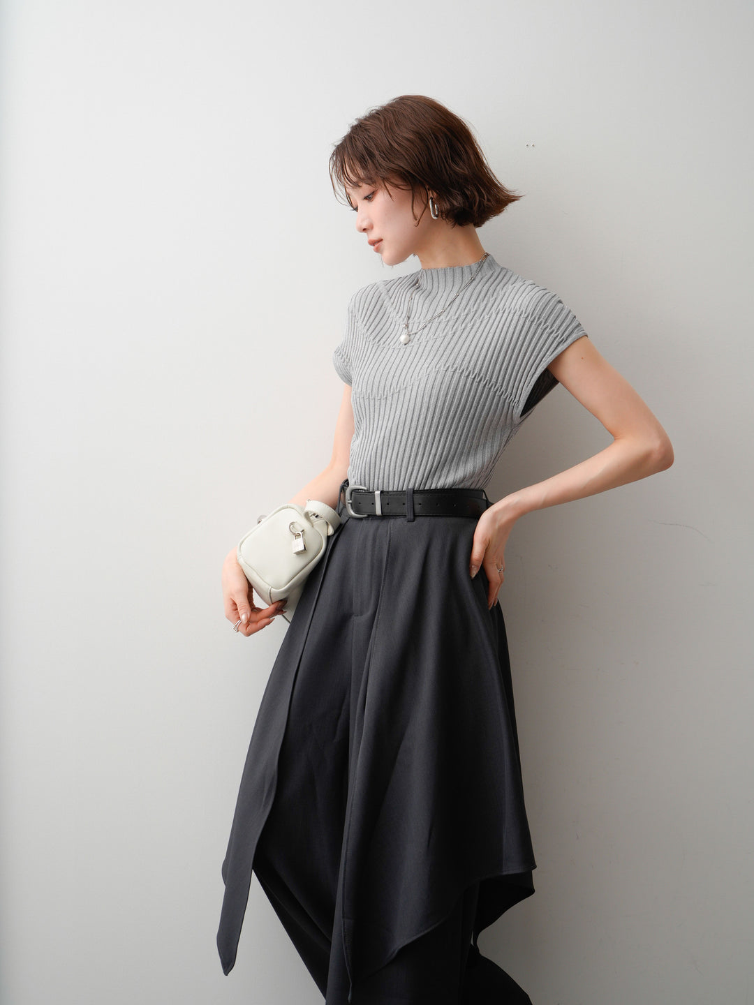 【套裝】Mode Line 羅紋法式針織上衣 + Mode Line 羅紋法式針織上衣（兩件套）
