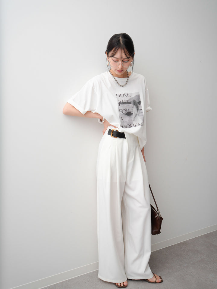 [SET]フォトプリントロゴTEE+アシンメトリーベルトタックワイドパンツ(2set)