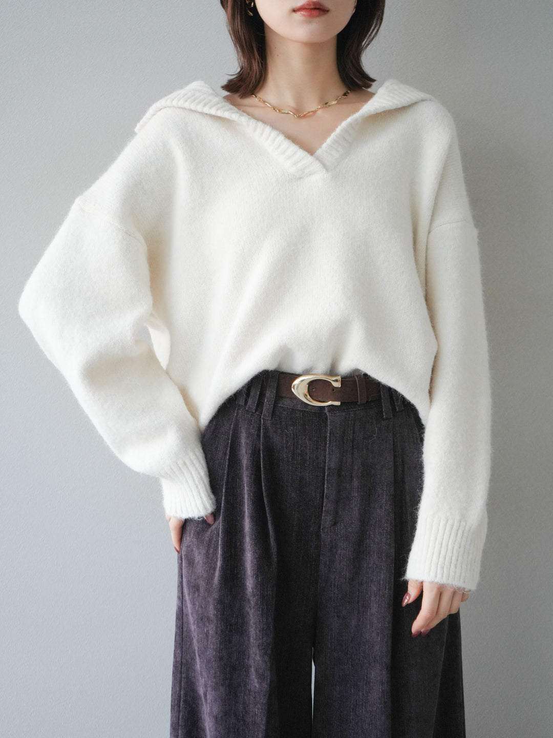 [SET]スキッパーニットプルオーバー+選べるアクセセット(2set)