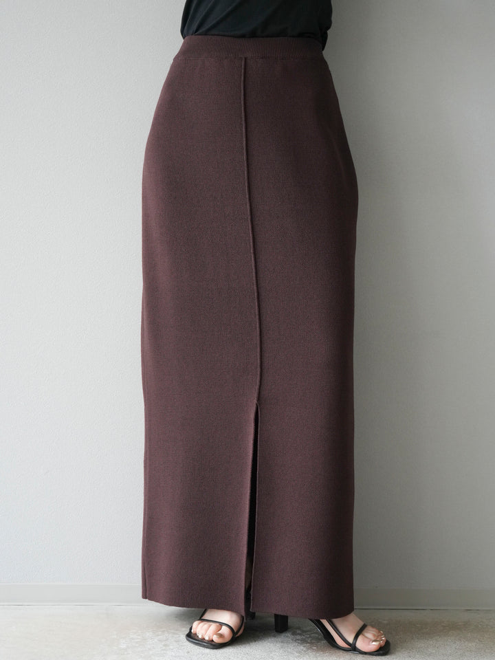 [予約]レーヨンポリIラインニットスカート/ブラウン