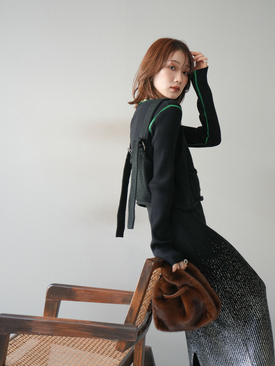 [予約]ニットビスチェ/black