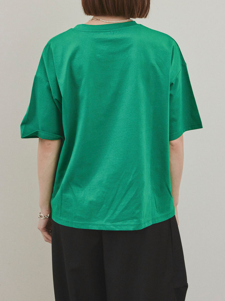 [予約]箔プリントドライタッチコットンTEE /グリーン