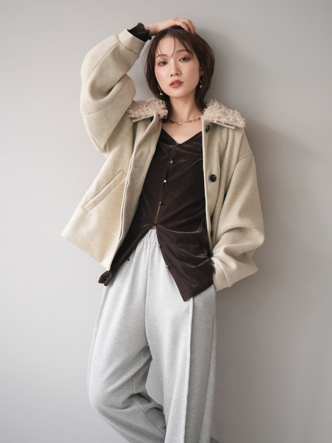 [予約]ロービングボアえりブルゾン/ivory