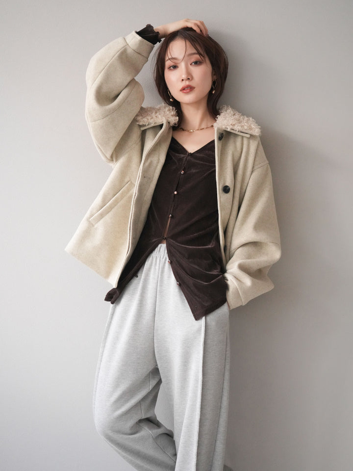 [予約]ロービングボアえりブルゾン/ivory