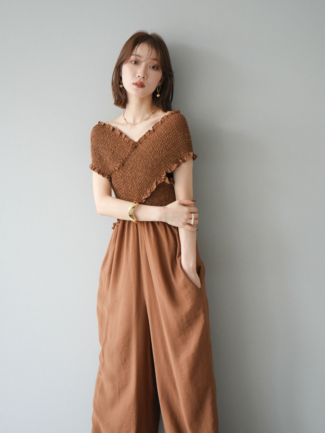 [SET]シャーリングクロスサロペット+シャーリングクロスサロペット(2set)