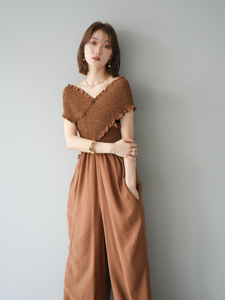 [SET]シャーリングクロスサロペット+シャーリングクロスサロペット(2set)