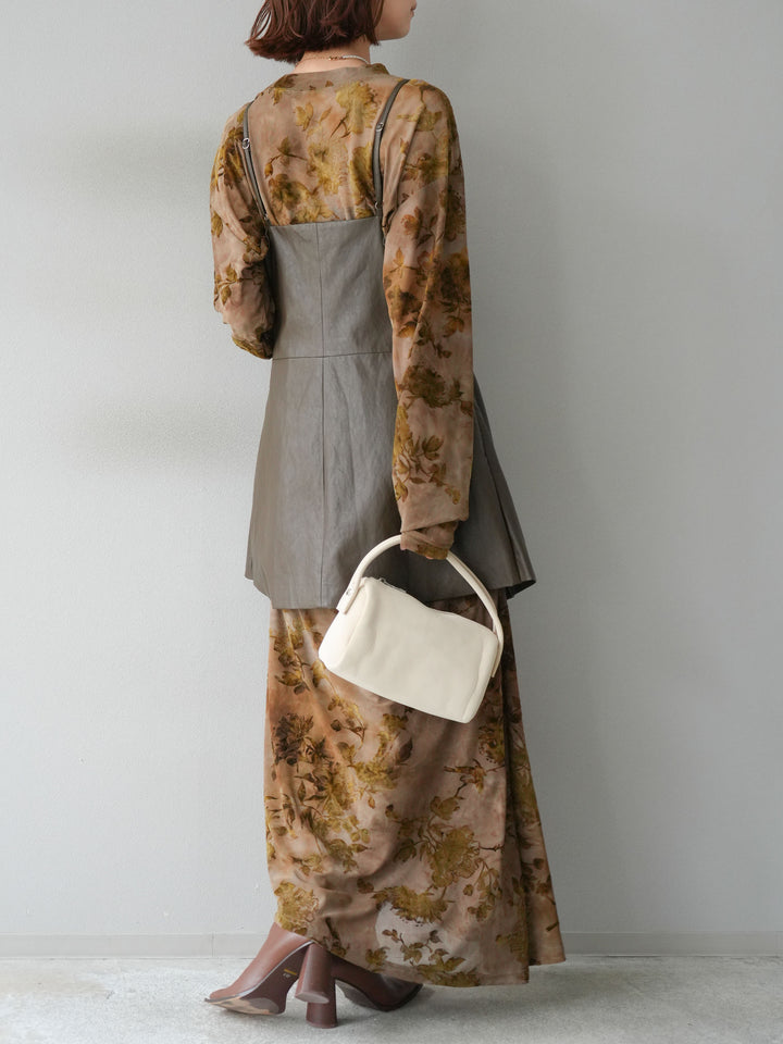 [予約]レイヤードレザーキャミソールチュニック/ブラウン