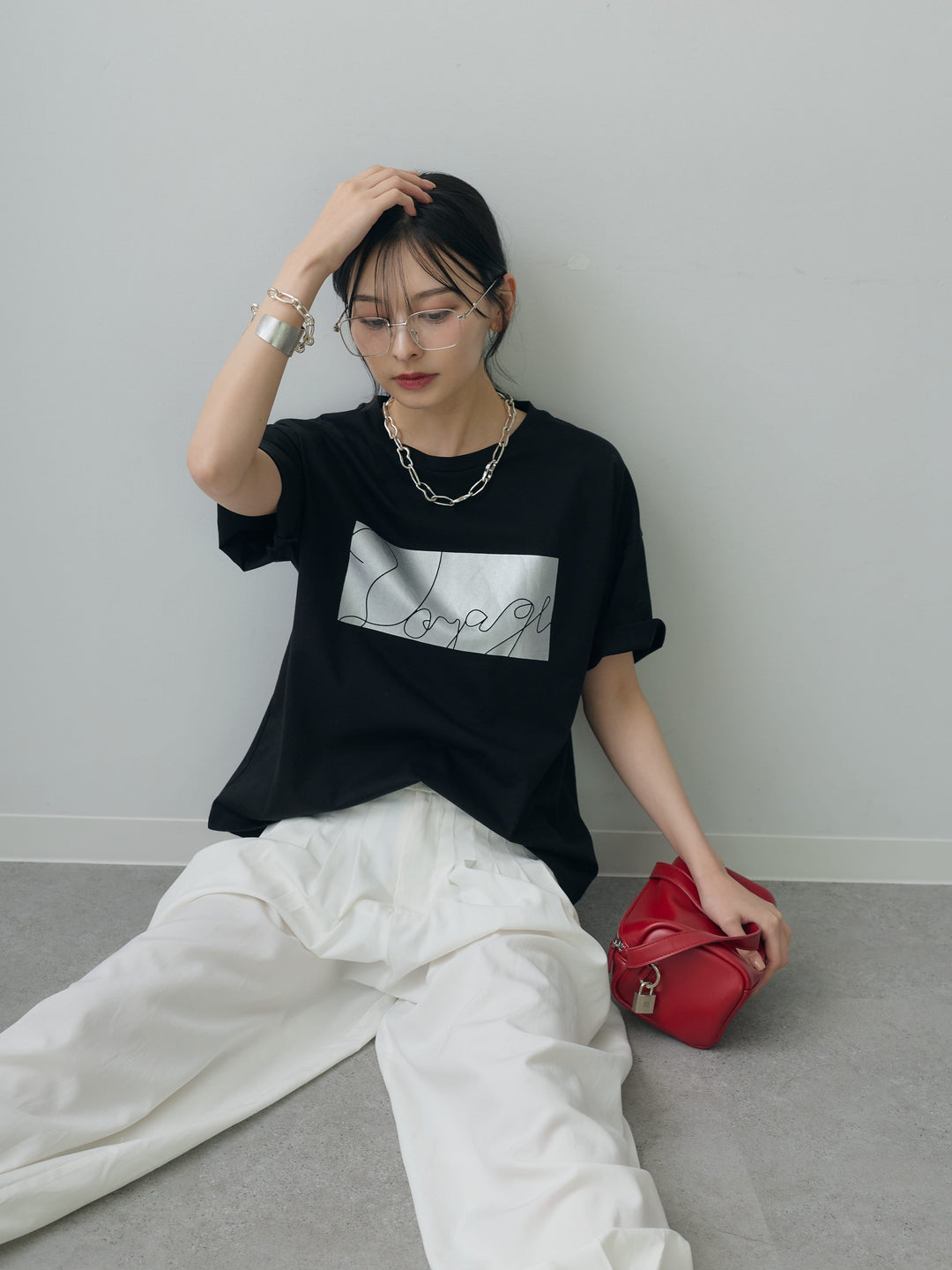 [SET]箔プリントボックスTEE+選べるアクセセット(2set)