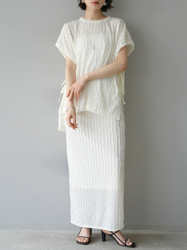 [Pre-order] Arm shirring sheer design mellow pullover/ivory