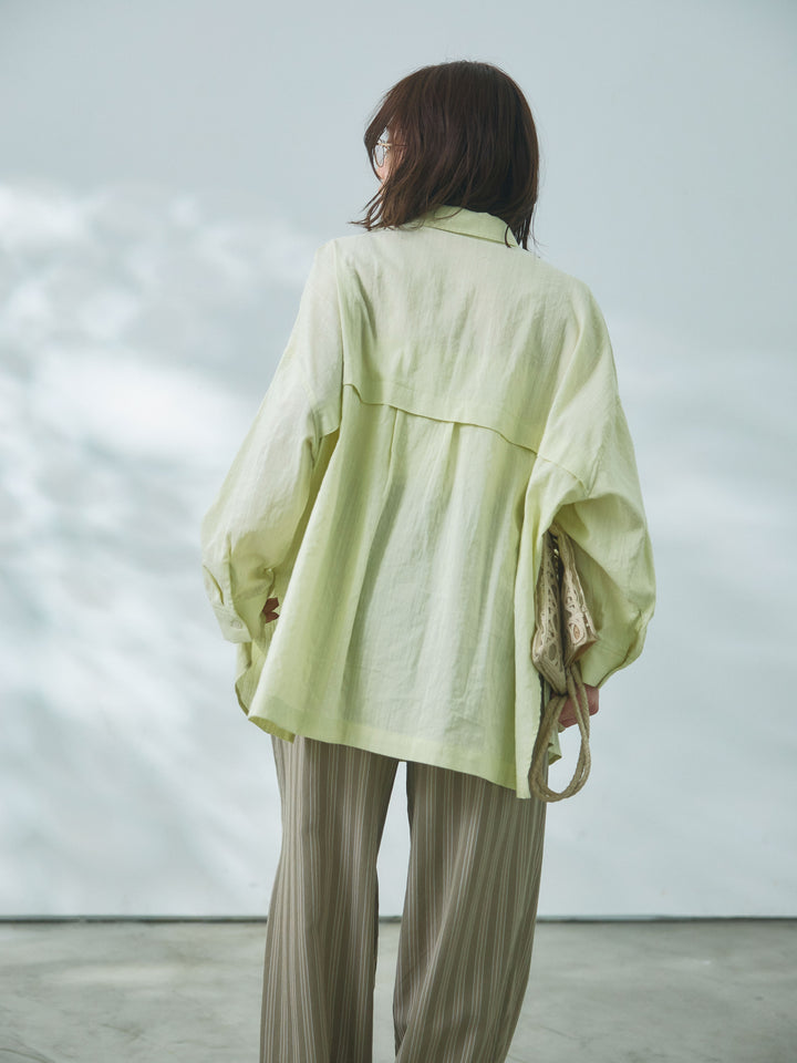 【Allure】[SET]スプリングスラブワイドシャツ+ストライプイージーパンツ(2set)