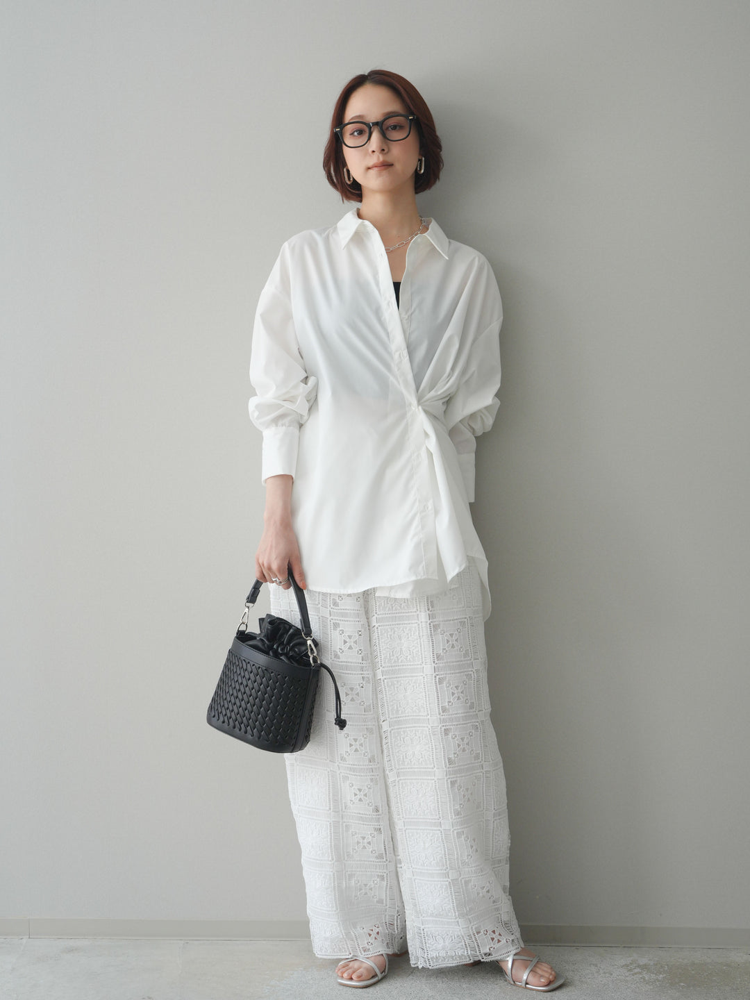 [予約]2wayベーシックルーズシャツ/white