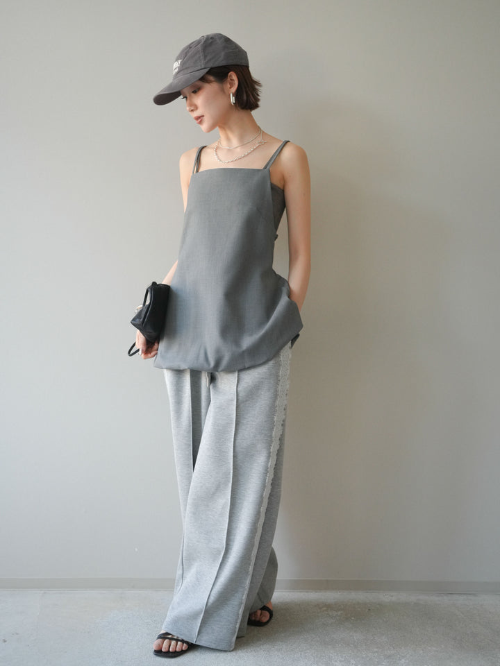 [SET]バックリボンバルーンチュニックキャミ+サイドレースポンチワイドパンツ(2set)