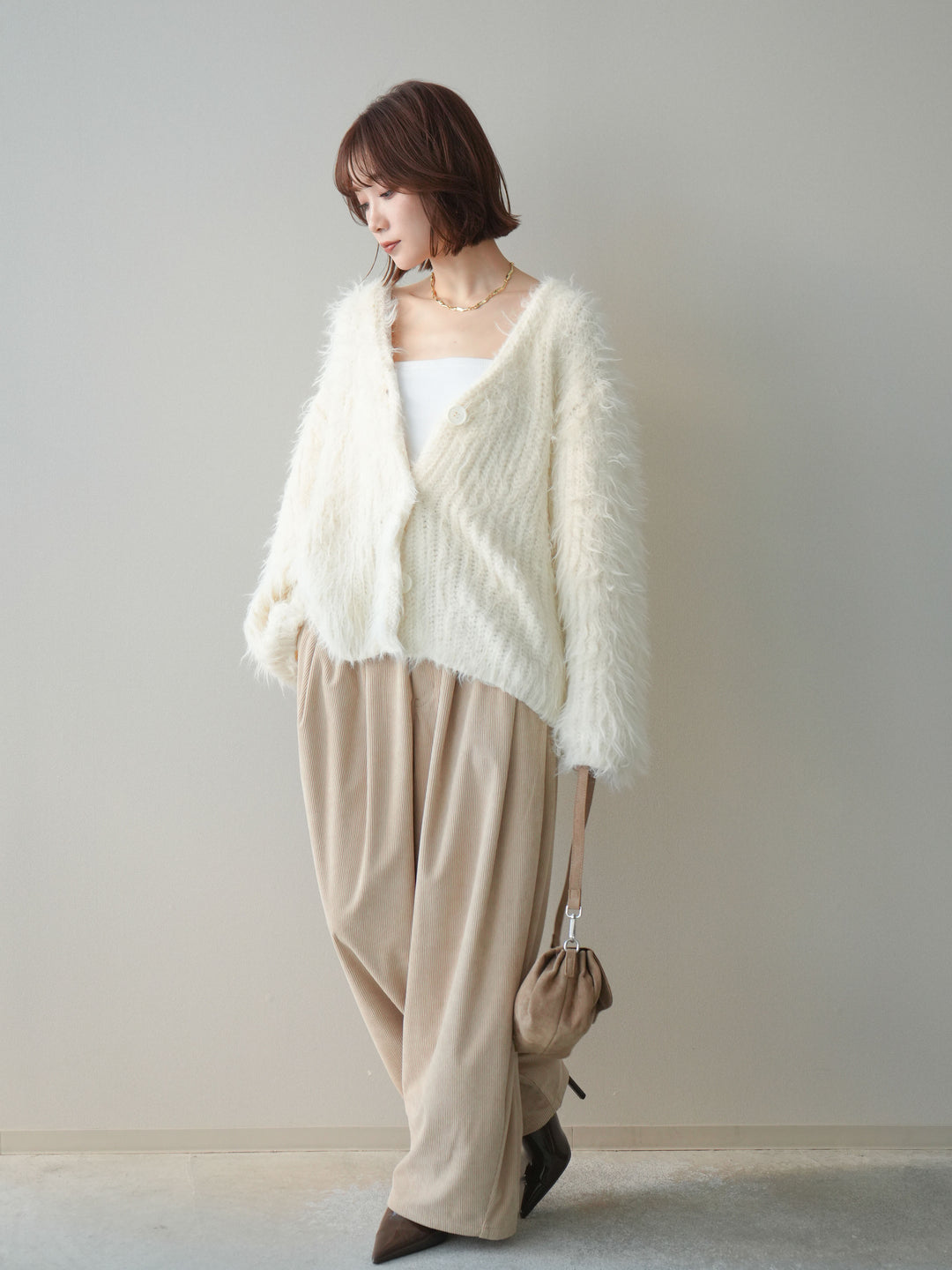 [予約]コーデュロイサイドタックコクーンパンツ/beige