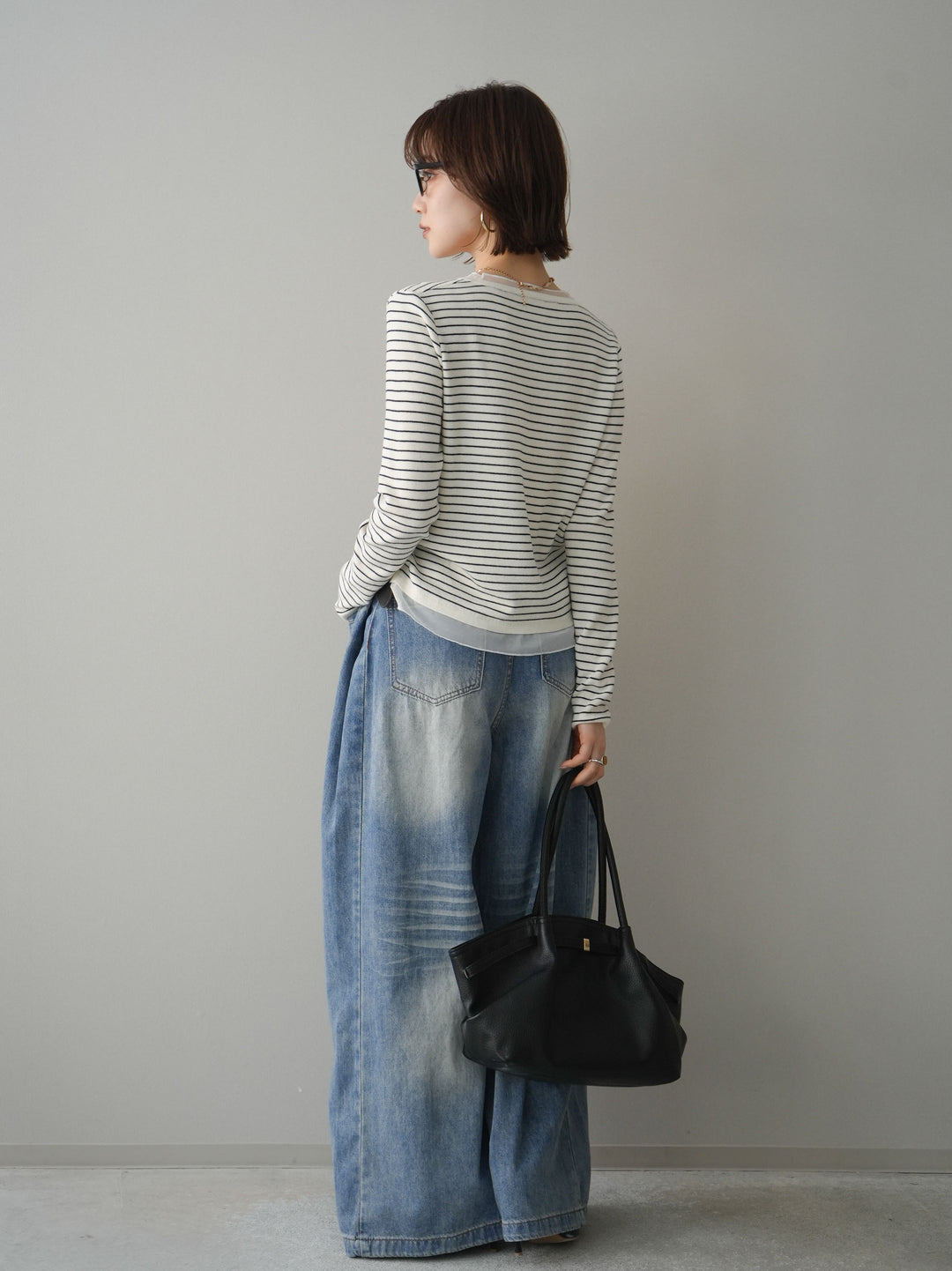 [予約]フロントポケットサイドタックワイドデニム/lightblue