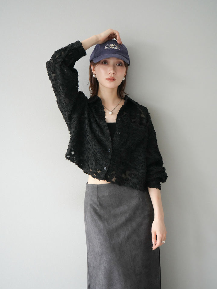 [予約]ジャガードショートシャツ/ブラック