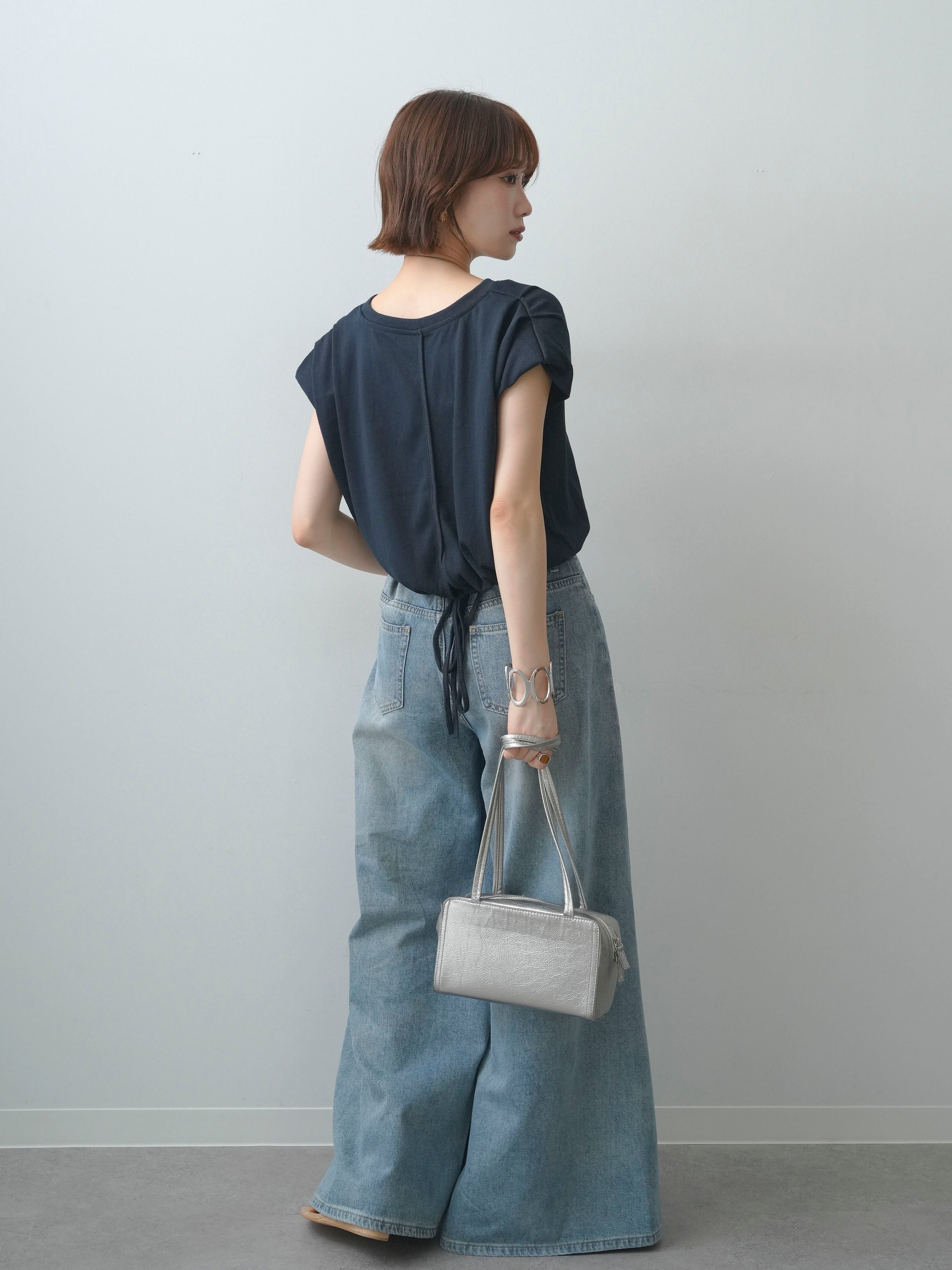 SET]ヴィンテージロゴドロストTEE+アシンメトリーウエストワイドデニム