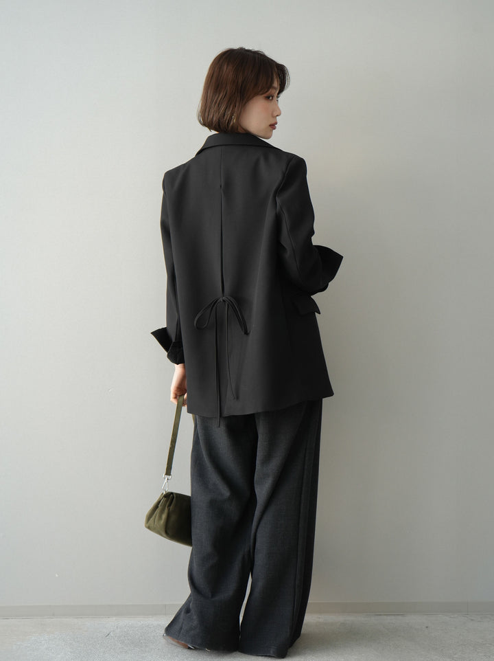 [SET]ベルト付ノースリーブトップス＆ワイドパンツSETUP+バックスリットデザインジャケット(2set)