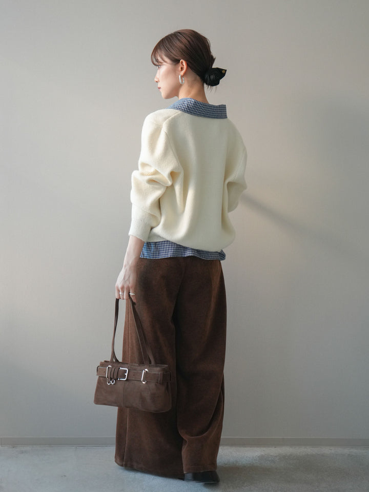 [予約]ベルトデザインループコールテンワイドパンツ(ベルト付き)/camel