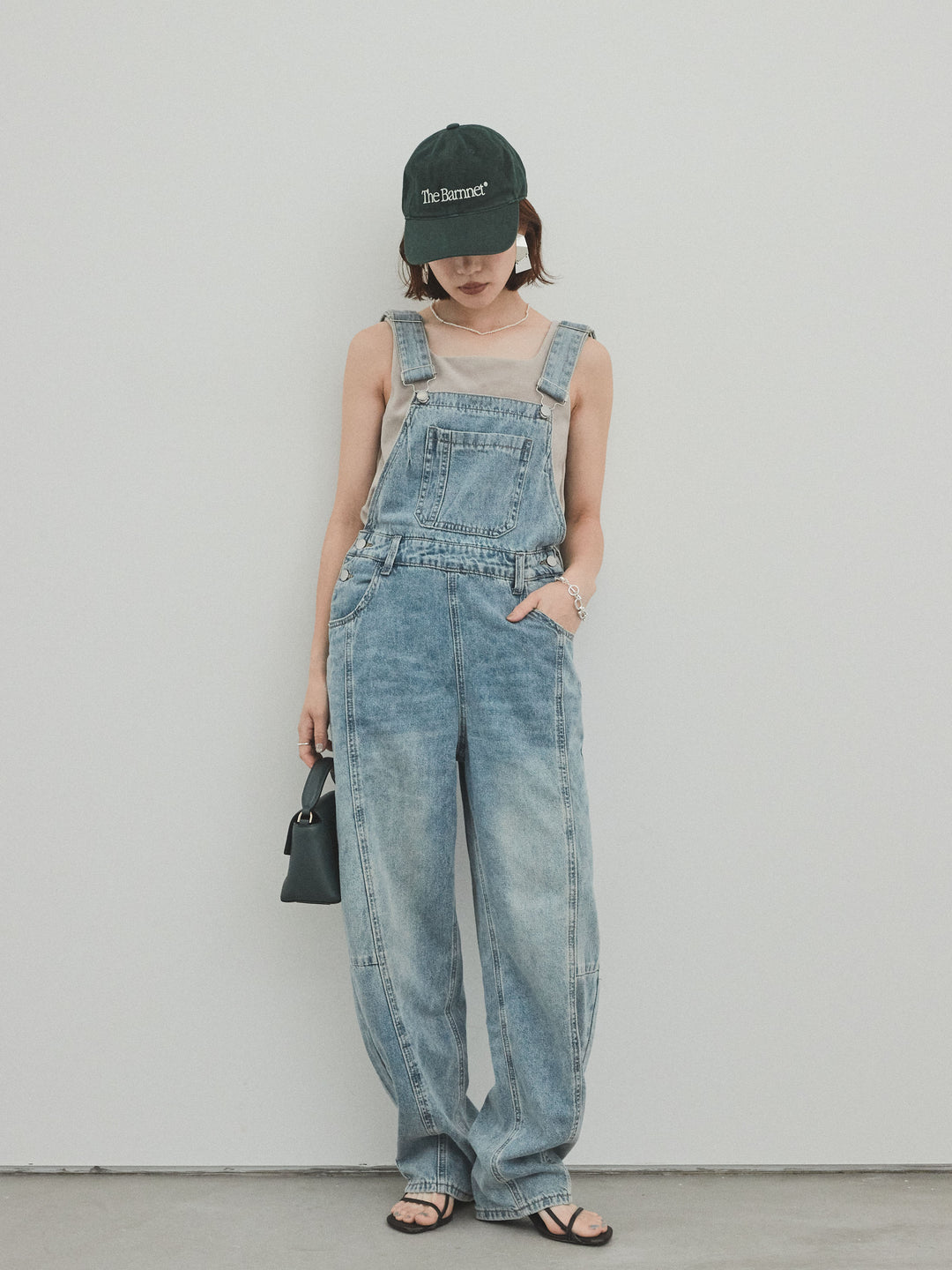 [予約]センターシームデニムサロペット /ライトブルー