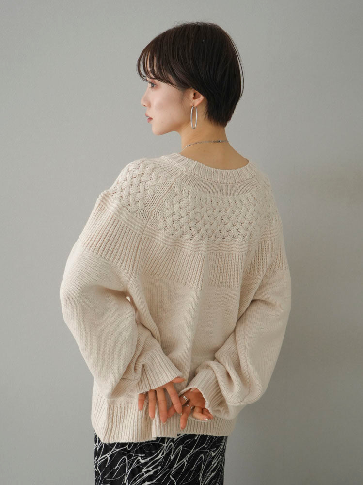 [Pre-order] Cable-switched knit pullover/ivory