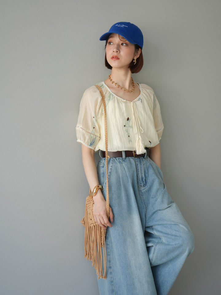 [予約]マクラメフリンジショルダーミニバッグ/ベージュ