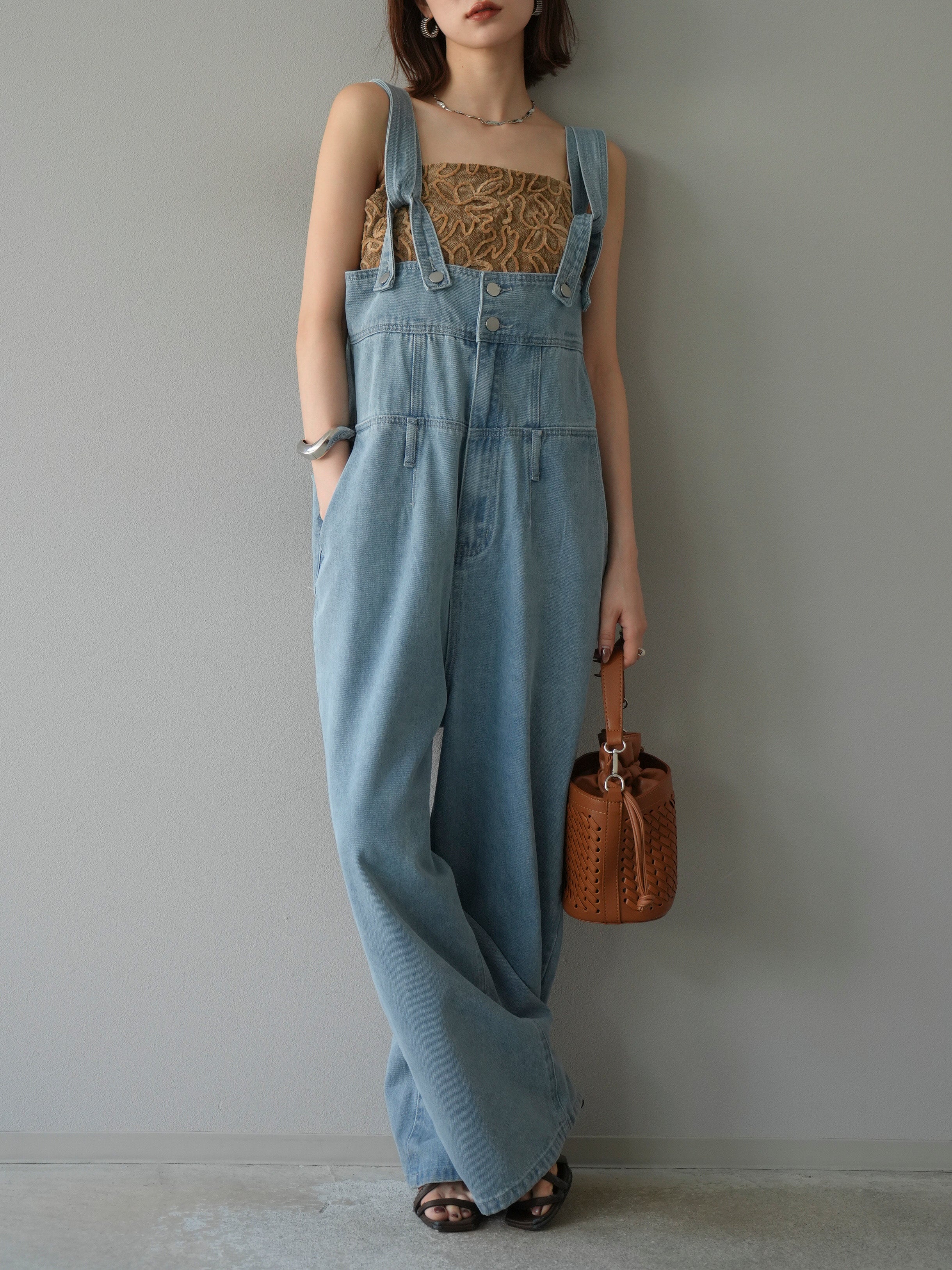 デニム オーバーサイズ サロペット 予約]デニムオーバーハイウエストサロペット/ブルー – Lumier