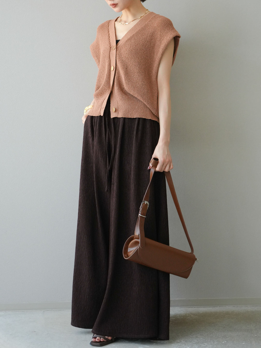 [予約]楊柳バギーパンツ/ブラウン