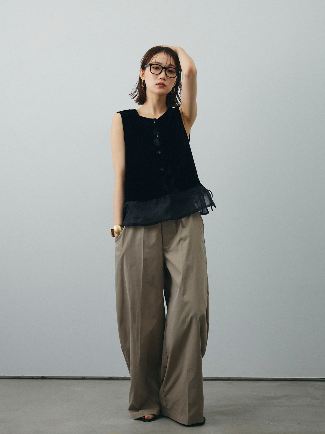 [予約]コクーンワイドチノパンツ/グレージュ