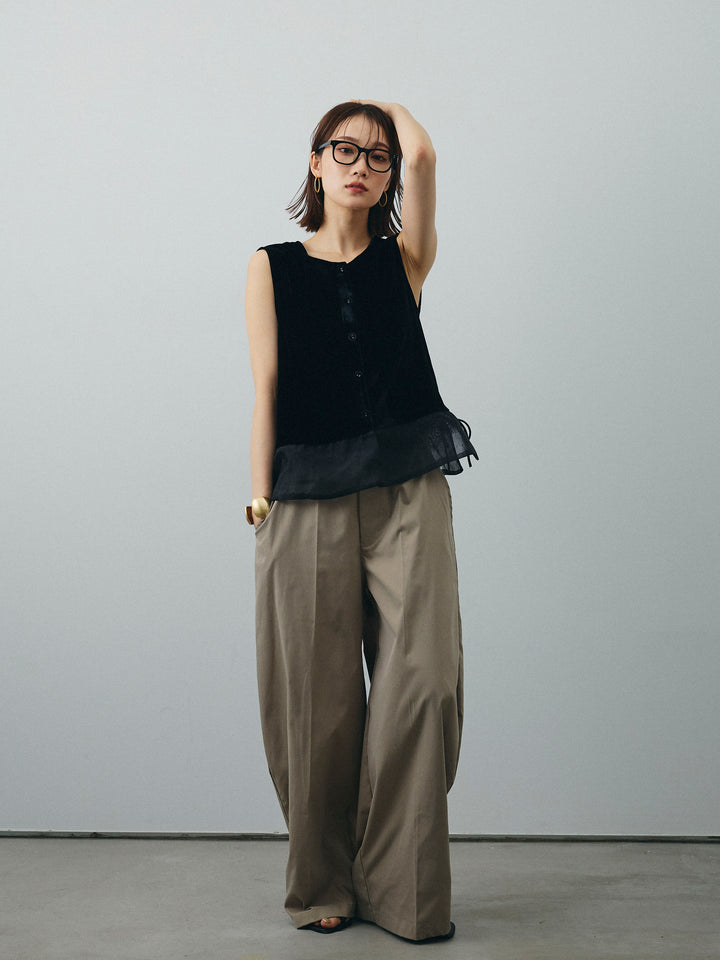 [予約]コクーンワイドチノパンツ/グレージュ