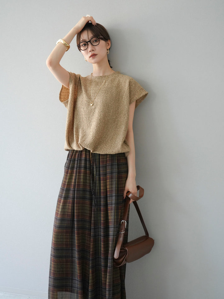 【預購】抽繩提花套頭衫/米色